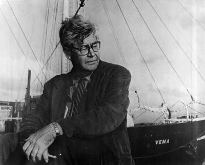 William Maurice "Doc" Ewing (1906-1974), a pioneering geophysicist, was founding director of the Lamont Geological Observatory. Here he is in front of Lamont's first research vessel, the Vema.