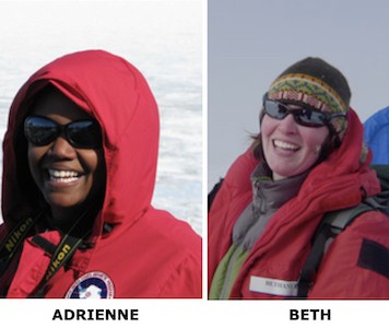 Photos of Adrienne and Beth in Antarctica
