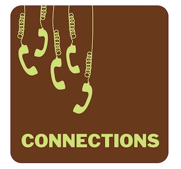 Graphic of dangling telephone receivers with the word Connections