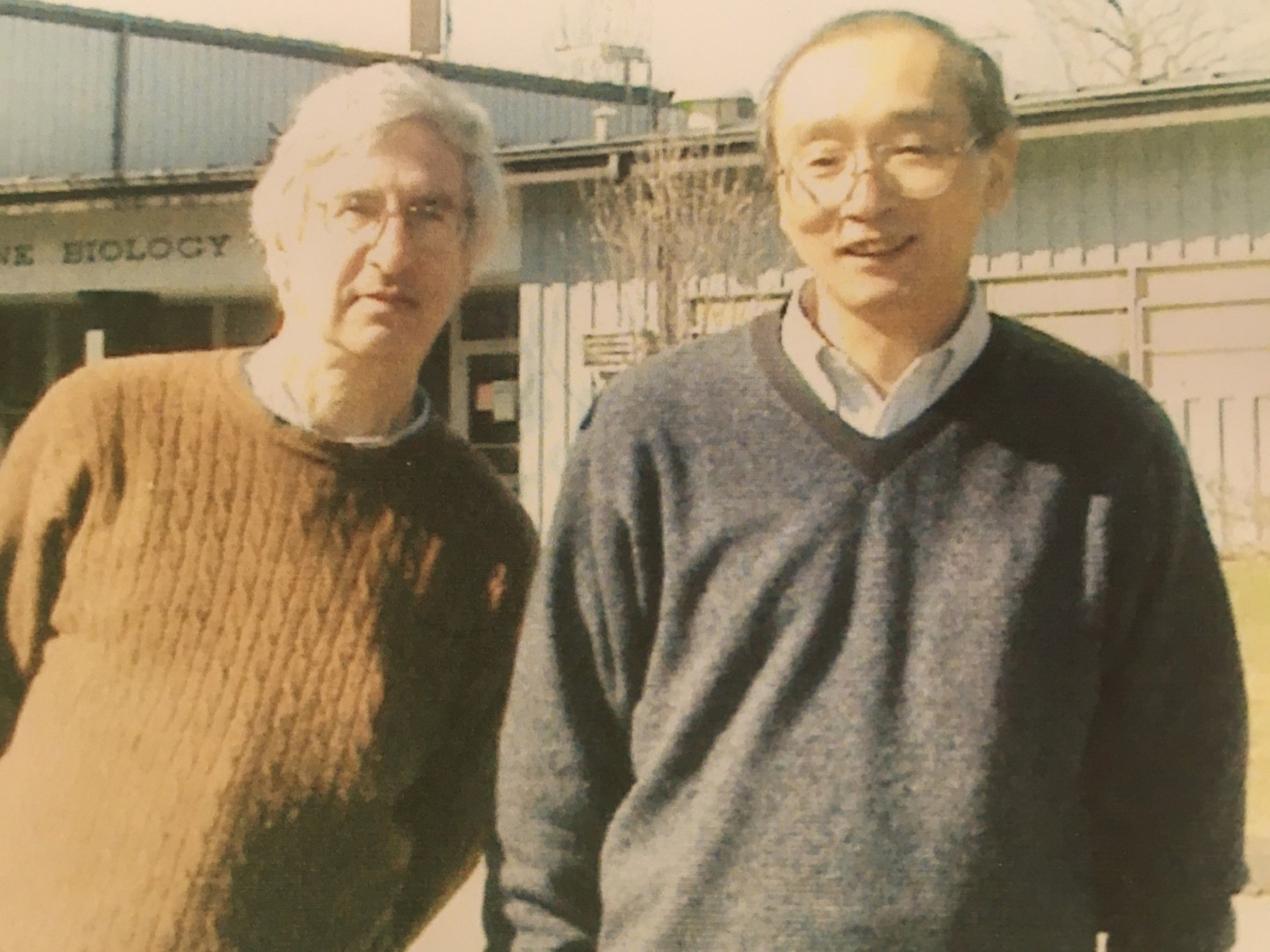 Chris Scholz and Naoto Yoshioko outside the Marine Biology building (1989).