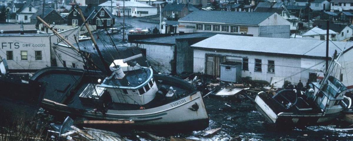 Great Alaska Earthquake, Kodiak, Alaksa, 1964. Credit: NOAA