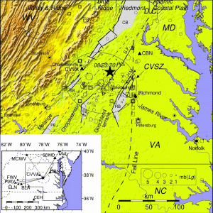 The magnitude 5.8 quake was felt from Boston to South Carolina. Credit: Won-Young Kim, Lamont-Doherty Earth Observatory.