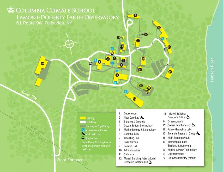 Map of ADA-Accessible and Gender-Inclusive Restrooms on Lamont Campus