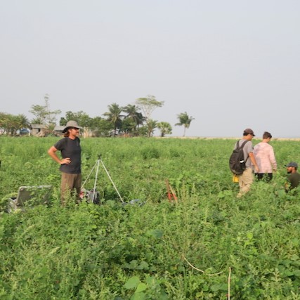 Team in Bangladesh setting up sites to collect magnetotelluric (MT) data to help assess earthquake hazard in this densely populated country. Credit: Mike Steckler