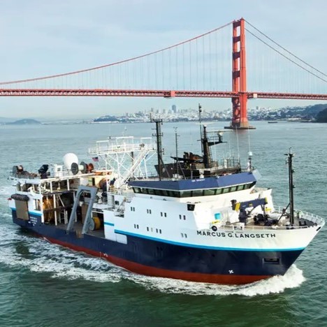 R.V. Marcus G. Langseth with Golden Gate Bridge in background. Credit: LDEO