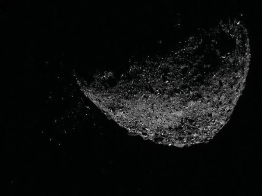 Asteroid Bennu as seen from NASA’s OSRIS-REx spacecraft, which returned a sample of it to Earth in September. (Courtesy NASA)