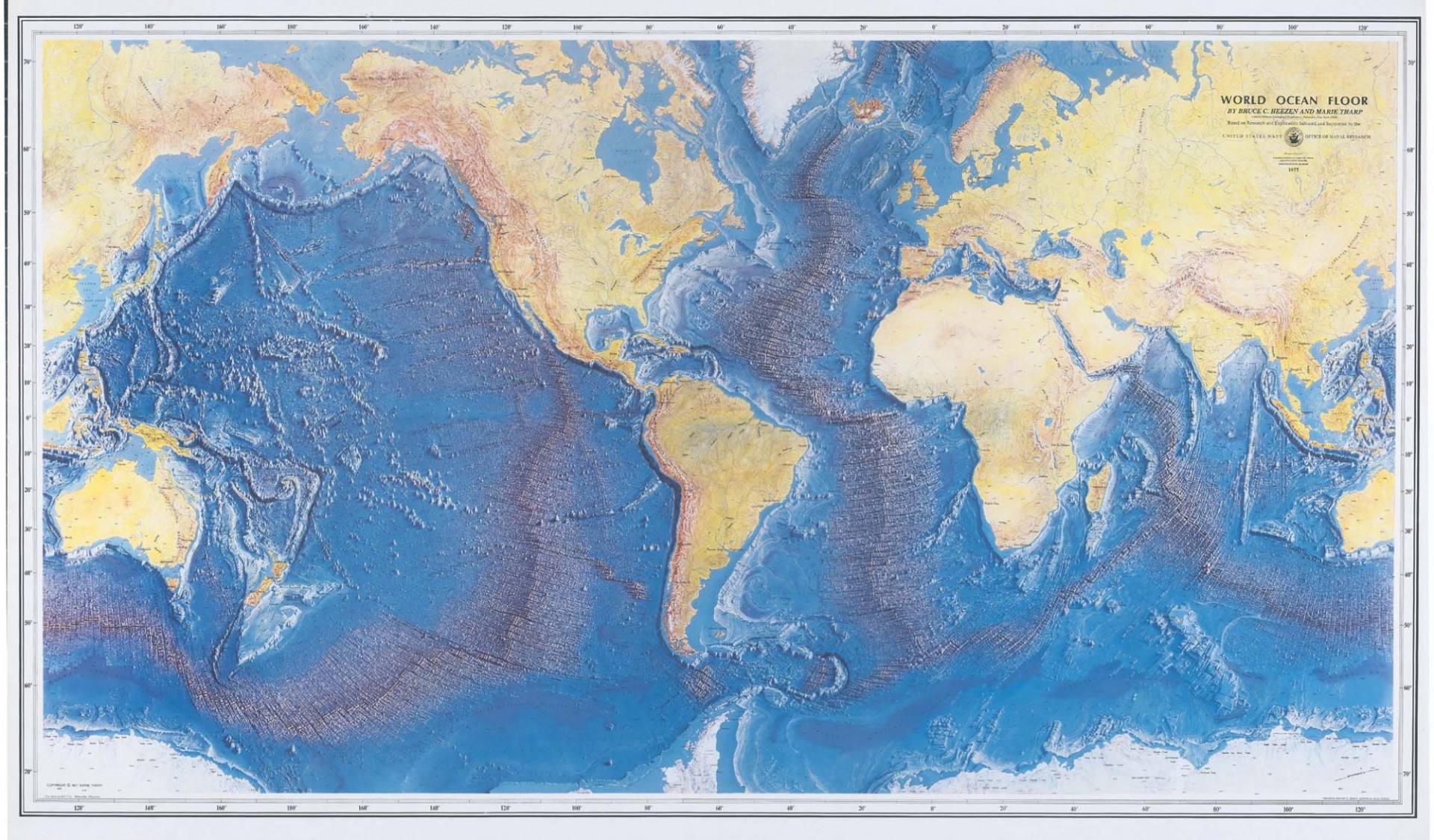 Heezen and Tharp Seafloor Map, 1977