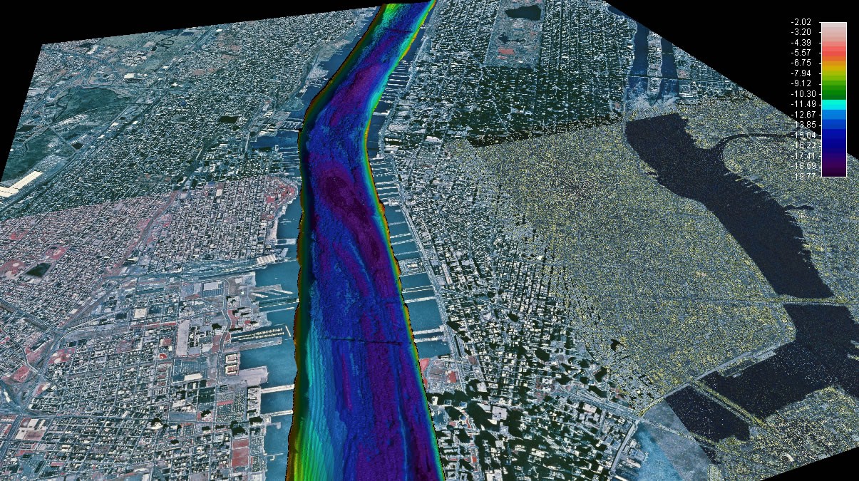 Hudson River Mapping project gathered data to visualize the bottom of the Hudson. Credit: Frank Nitsche