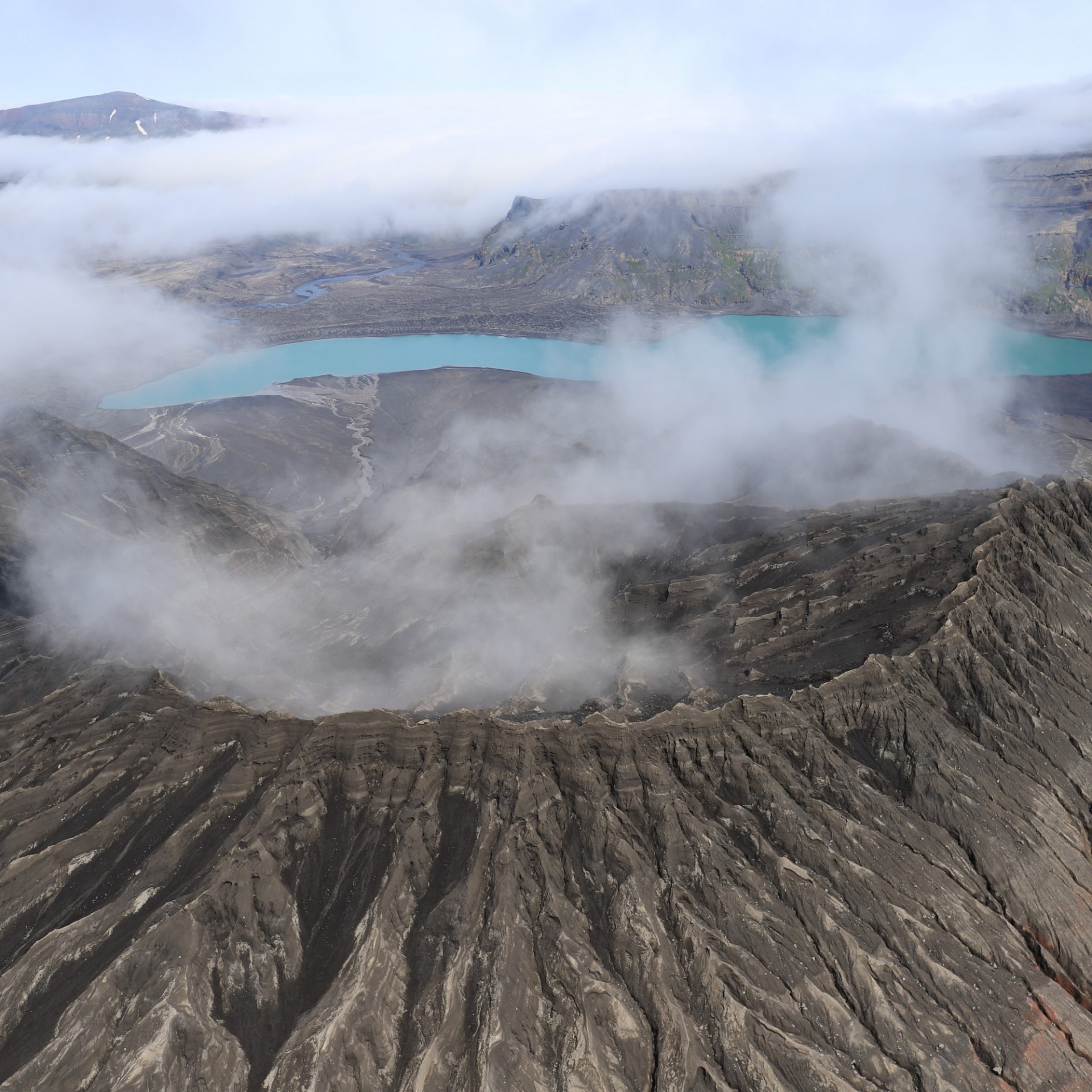 Rim of volcanic 'Cone D' inside of the Okmok caldera, Umnak Island, Alaska, one of the volcanoes studied by Lamont volcanologists. Credit: Nick Frearson