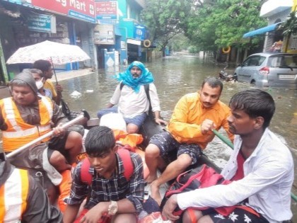 Flood relief teams offer assistance in Chennai, India, during flooding in November 2021. Credit: Indian Navy