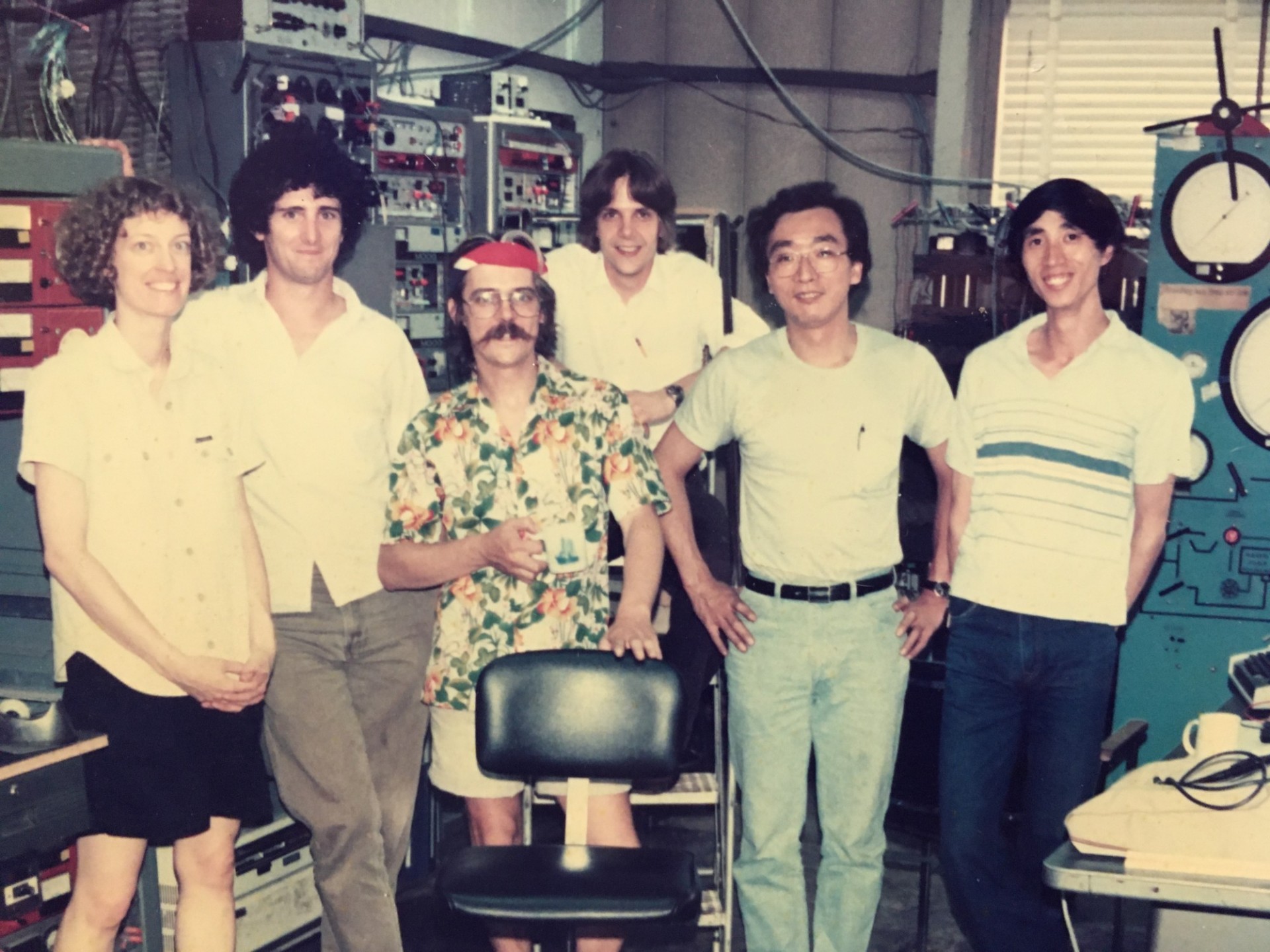Fran Boller, Chris Marone, Ted Koczynski, G. Boitnott, N. Yoshioko, and W. Wang in the lab (1988).