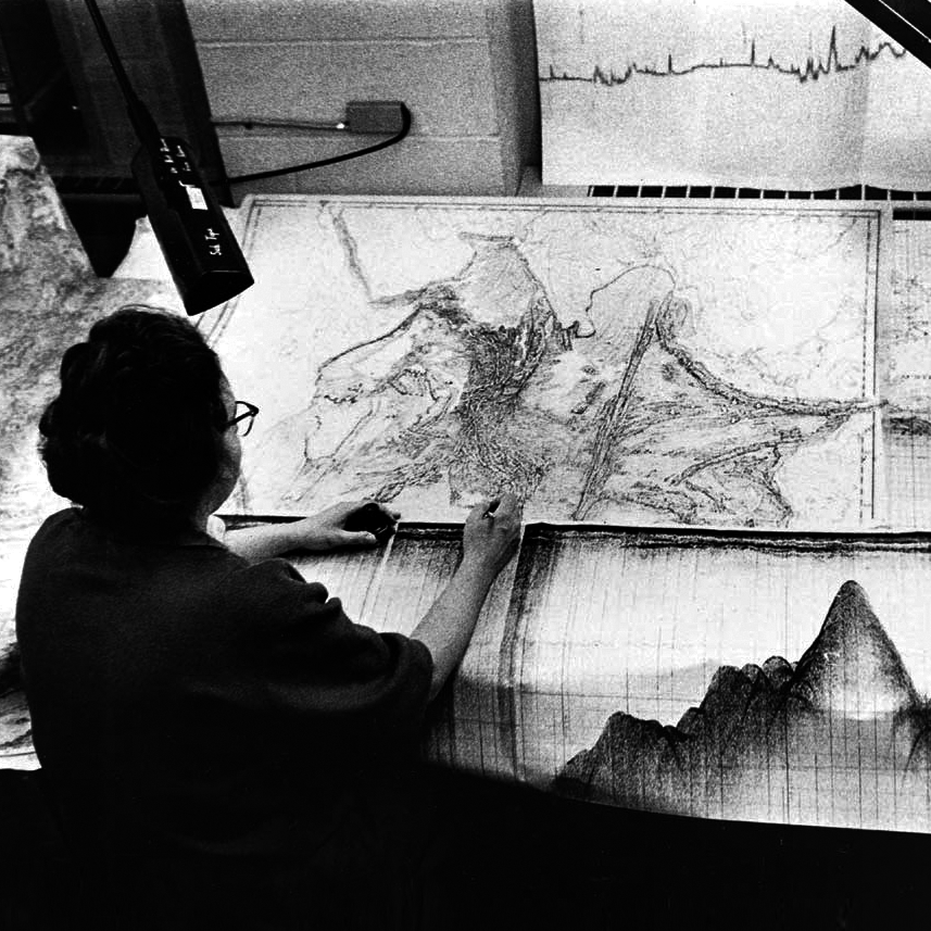 Marie Tharp Working on Ocean Floor Map in 1960s at Lamont
