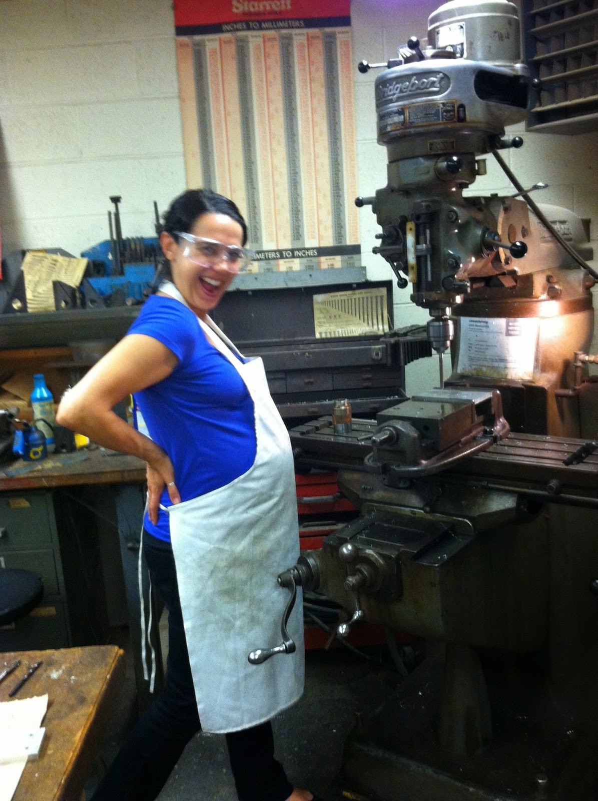 Christine McCarthy doing some light machining while heavily pregnant (2013).