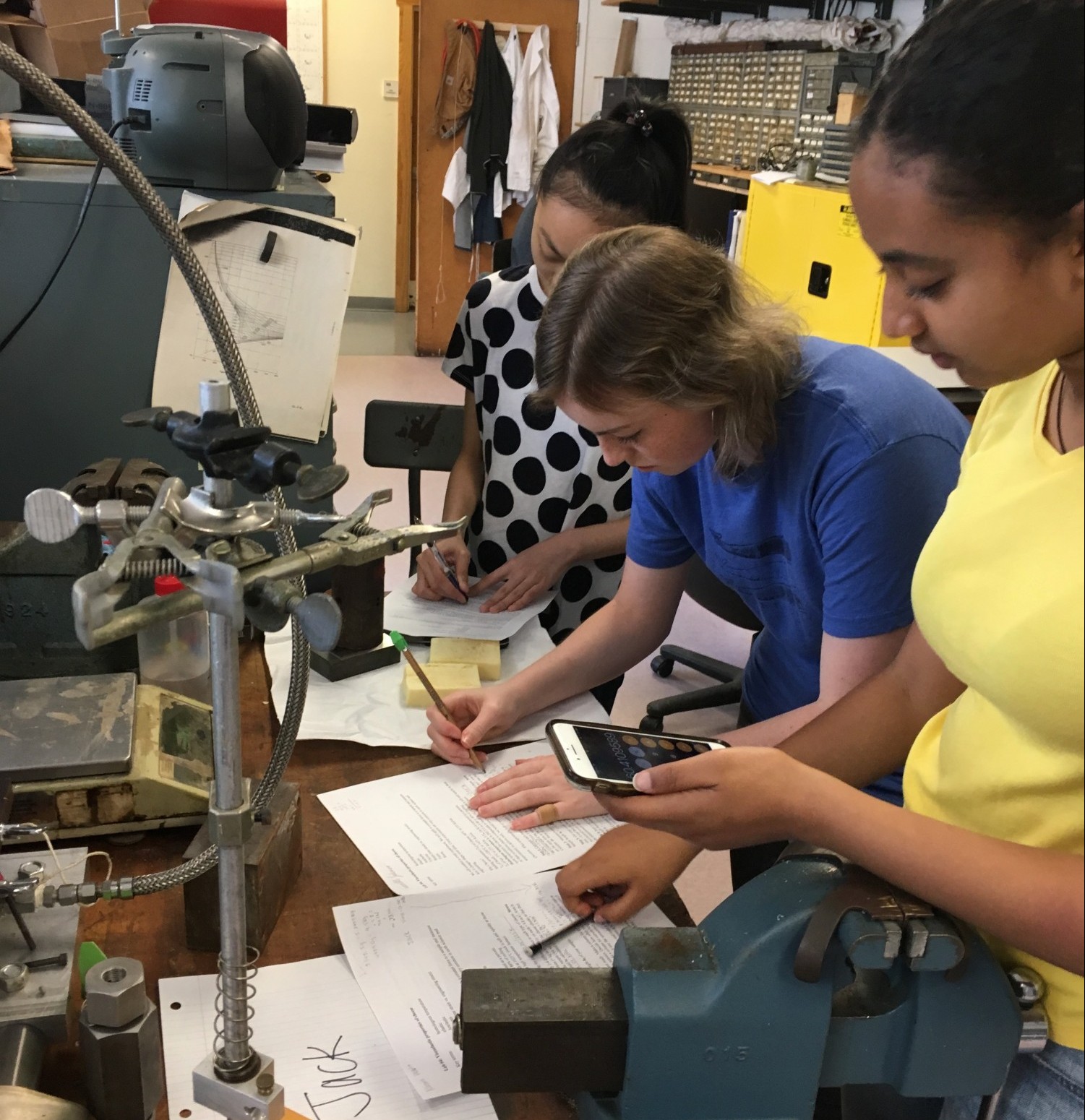 Summer interns "Team Jack" learn about ice and rock rheology by performing creep experiments on cheese (2019).