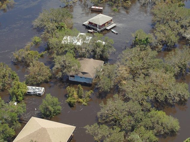 Homes flooded by Hurricane Ian.