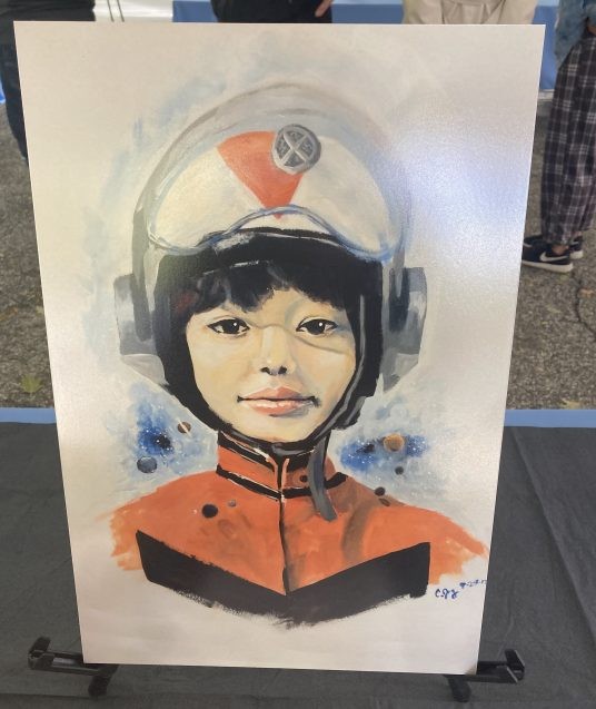 painting of a young astronaut of asian descent