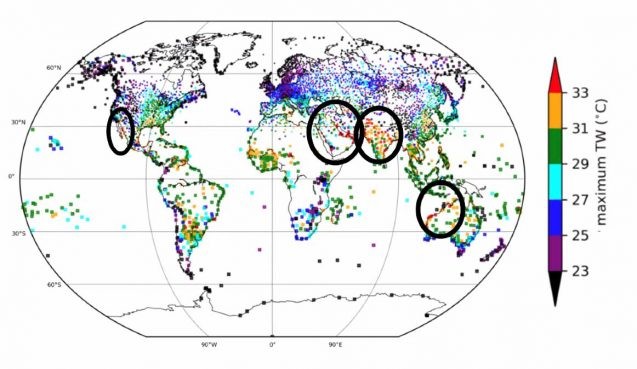 map of wet bulb temperatures