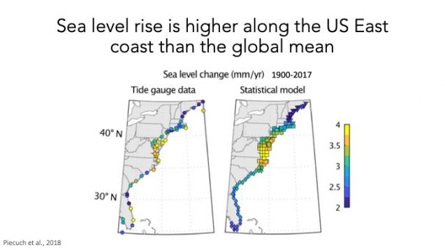 map of slr along us east coast