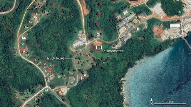 Google Earth image of an island naval base