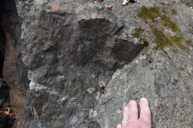 A striated rock.