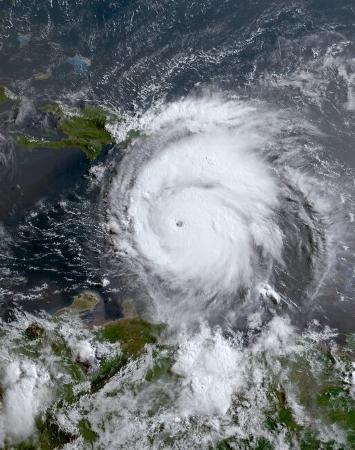 An image of hurricane Beryl taken from above, during the morning of July 2, 2024.
