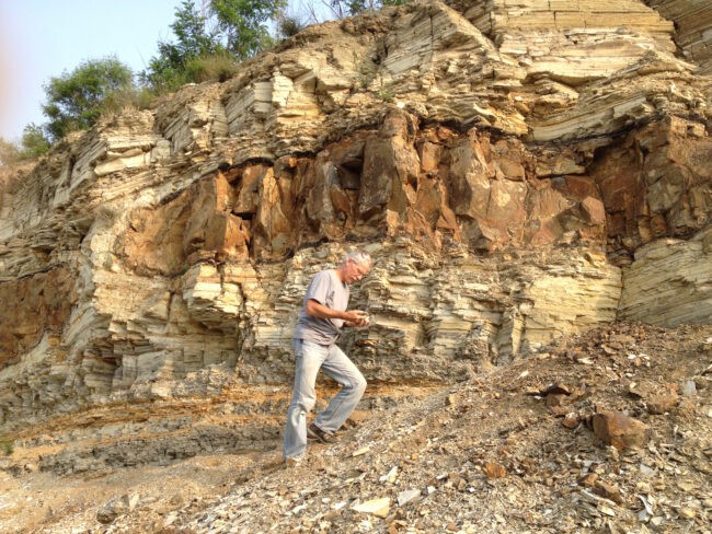 Two photos of paleontological dig sites.