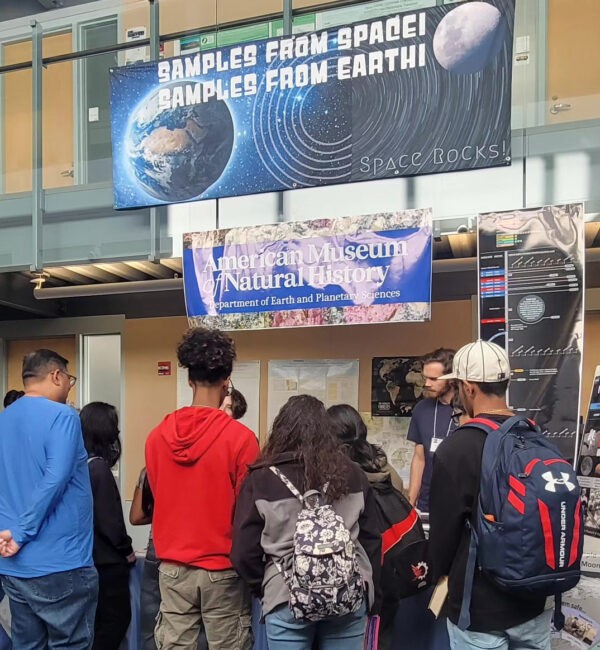 Visitors check out Lamont's collection of extraterrestrial matter from meteorites, asteroids and the moon.
