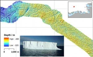 Icebergs gouged furrows on the sea floor off Antarctica as ice sheets retreated 18,000 years ago.
