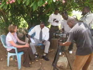 Donna Shillington explains seismic network to Malawi TV