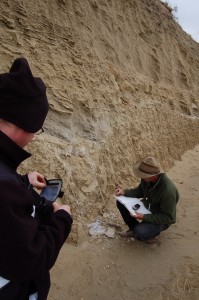 Reading sand beds for clues about the past. Credit: Ale Borunda