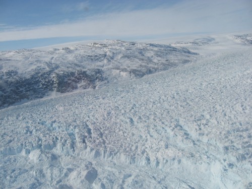 Helheim glacier's calving front (image by Indrani Das)