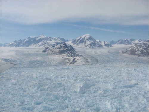 Kangerdlussuaq glacier is accelerating at a rate of 14 km/yr (image by Indrani Das)