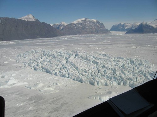 Chunk of glacier ice floating near Rink Glacier fjord
