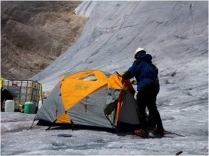 Camping on the Northwall Firn Glacier.