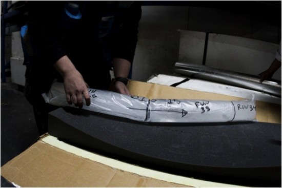 Once removed from the drill, sections of core are enclosed in plastic bags, labeled with the relevant data on location and depth, and slipped into tubes.