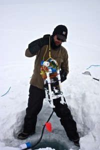 Andy Juhl readies ROV Brinson for a trip into the Arctic Ocean.