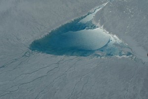 Surface meltwater lake.