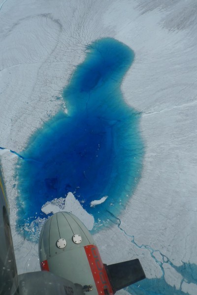 Icepod 'lakes' are actually surface meltwater pools on the icesheet. (photo M. Turrin)