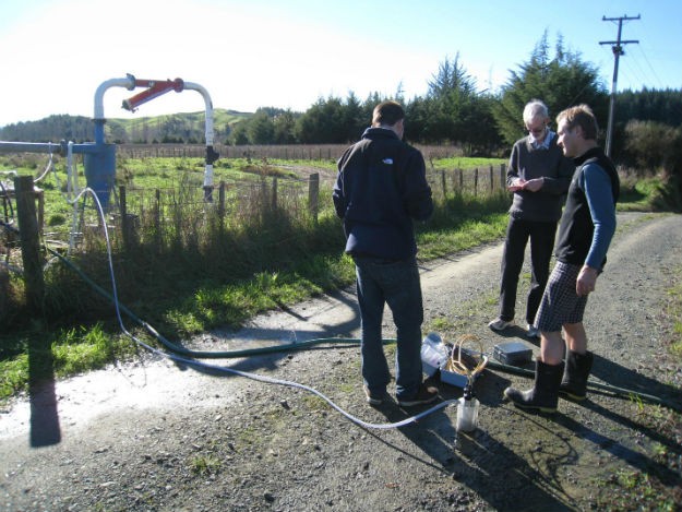 The team collected groundwater samples from private wells and brought samples back to Lamont for analysis. alan2-625