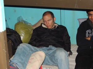Scott falls asleep on the M/V Mowali sailing to join everyone on the larger ship after a very long and successful day.