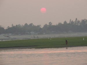 Sunset over the  Brahmaputra River as we prepare to depart the region for NE Bangladesh. 