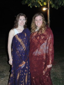Rebecca and Nichole in the saris they purchased.