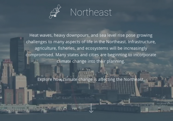 A snapshot from the National Climate Assessment  2014 newly released report highlights impacts for the Northeast United States.