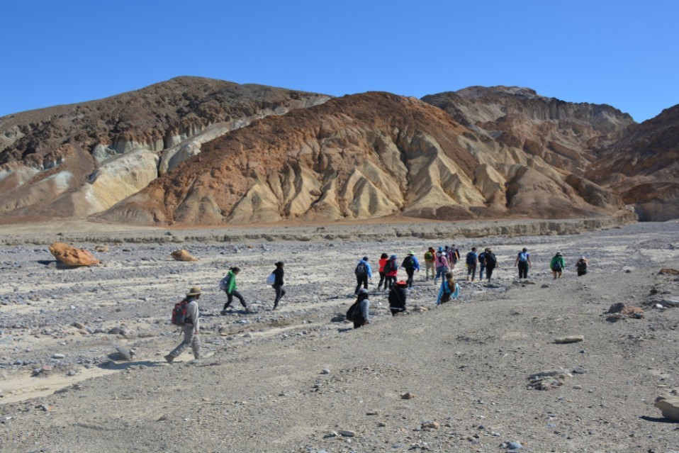 At Gower Gulch, successive floods have carved a gully into the alluvial fan spilling off the hills behind. Here, the students investigate the fault zone that marks the edge of the Black Mountains and try to figure out why a gully exists at this lo DV10