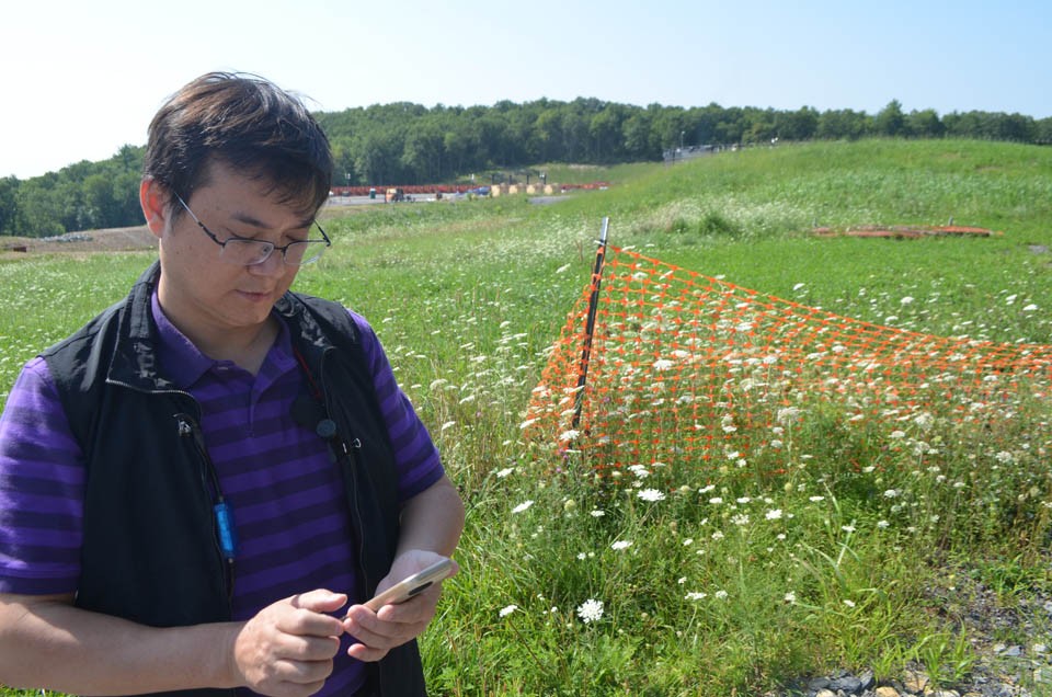 Geochemist Beizhan Yan of Columbia Universityâs Lamont-Doherty Earth Observatory is studying the environmental effects. His vest carries sensors to record air quality and noise levels as he walks. 2
