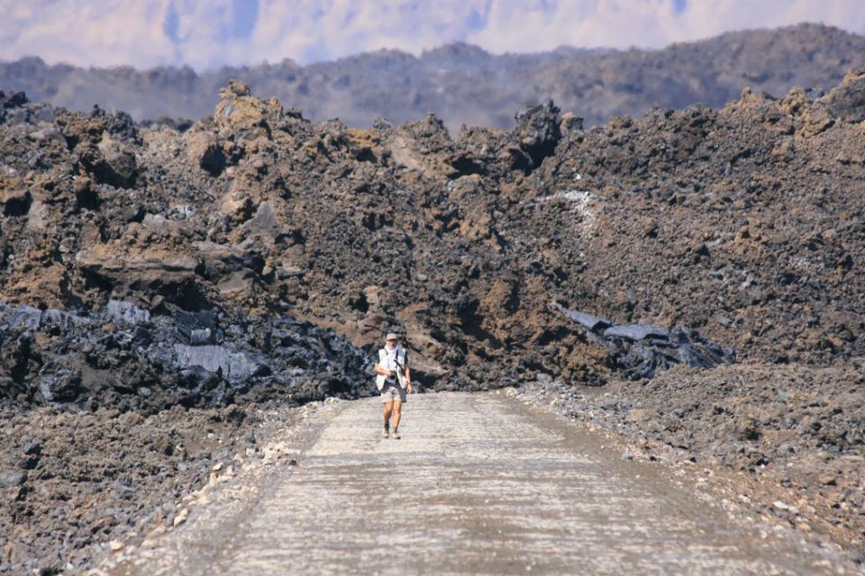By the second day of the eruption, a wall of lava had closed off the single road leading to the caldera. A new road was hastily built around the lava flows to get villagers out. Jose Madeira 960