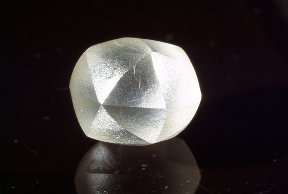 During the 1849 California gold rush, prospectors scoured creekbeds for gold, and, occasionally spotted a diamond. This 1.95-carat stone was found by Burt Carpender of Smith Flat, Calif. (California Academy of Sciences) 7