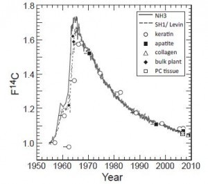 A chart of the &quot;bomb curve&quot; used in dating the two illegal elephant tusks.