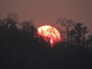 Sun setting over the hills of Mizoram