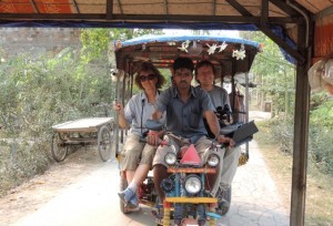 Doug and Diane following me on their motorized rickshaw truck across Gosaba Island